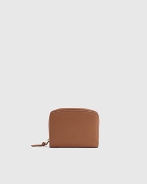 Quince Italian Pebbled Leather Compact Wallet, Italian Leather - Brown