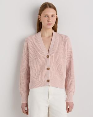 Quince Fisherman Boxy Cropped Cardigan, Organic Cotton - Natural