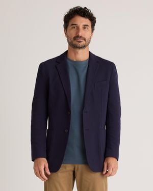 Quince Cotton Pique Knit Blazer, Organic Cotton - Blue