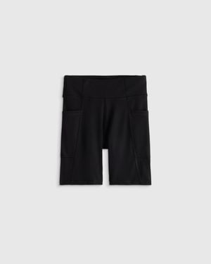 Quince Girls Ultra-Form Pocket Bike Shorts, Nylon/Spandex - Black