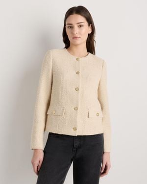 Quince Tweed Collarless Jacket, Organic Cotton - Natural