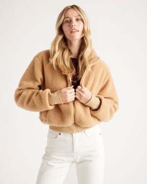Quince Hooded Sherpa Jacket, 100% Polyester - Metallic