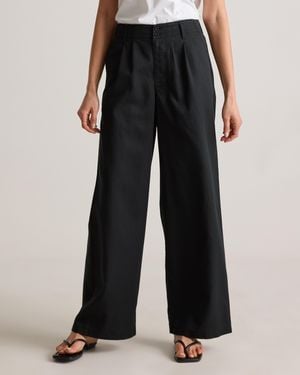 Quince Drapey Twill Pleated Trouser, Tencel - Black