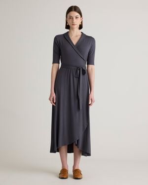 Quince Tencel Jersey Midi Wrap Dress - Blue