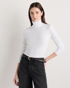 Quince Micro-Rib Turtleneck, Organic Cotton - White
