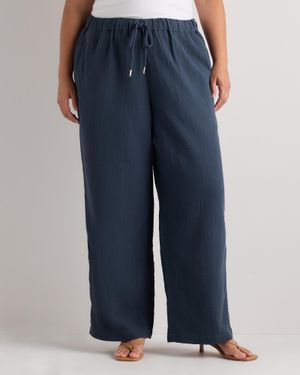 Quince Gauze Straight Leg Pants, Organic Cotton - Blue
