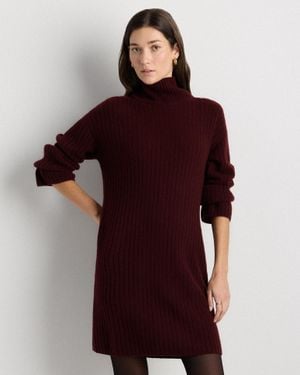 Quince Mongolian Cashmere Ribbed Turtleneck Mini Dress - Red