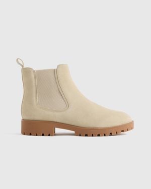 Quince Italian Suede Lug Sole Chelsea Boot, Suede Leather - Natural