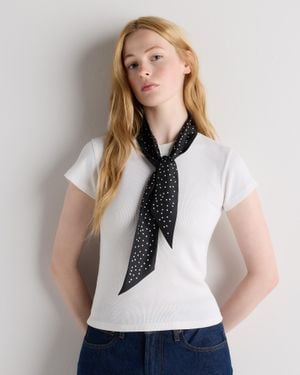 Quince 100% Silk Printed Skinny Scarf - Natural