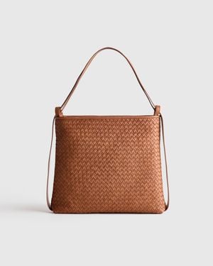 Quince Italian Leather Handwoven Convertible Backpack - Brown