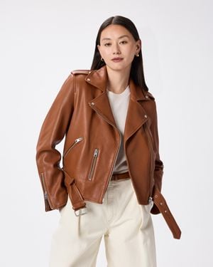 Quince Motorcycle Jacket, Leather - Brown