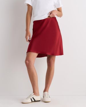 Quince Mini Skirt, Mulberry Silk - Red