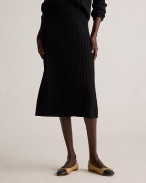 Quince Mongolian Cashmere Midi Skirt - Black