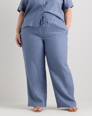 Quince 100% European Linen Wide Leg Pants - Blue