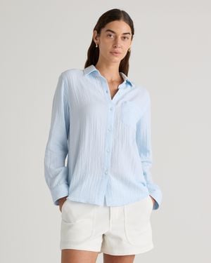 Quince Gauze Long Sleeve Shirt, Organic Cotton - Blue