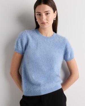Quince Brushed Cashmere Tee - Blue