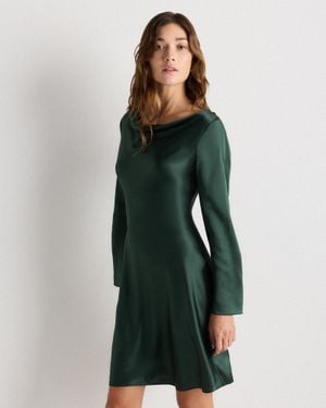 Quince Long Sleeve Mini Dress, Silk in Black | Lyst