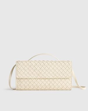 Quince Eloise Handwoven Clutch, Italian Leather - Natural