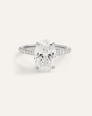 Quince Lab Grown Diamond Oval Pave Trellis Cathedral Engagement Ring 4Ct - Natural