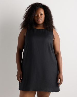Quince 100% European Linen Tank Top Mini Dress - Black