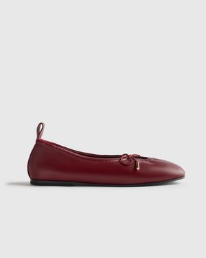 Quince Italian Leather Keyhole Ballet Flat - Red