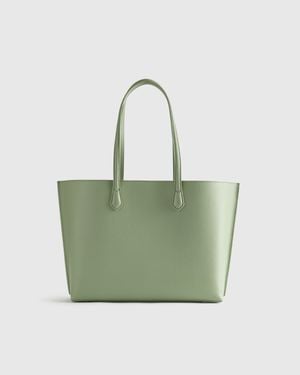 Quince Italian Leather Triple Compartment Shopper Tote - Green