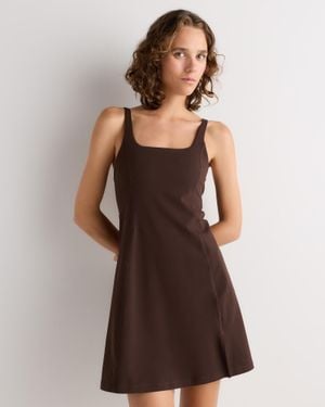 Quince Power-Up Square Neck Dress, Nylon - Brown