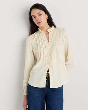 Quince Organic Textured Cotton Peasant Blouse, Organic Cotton - Natural