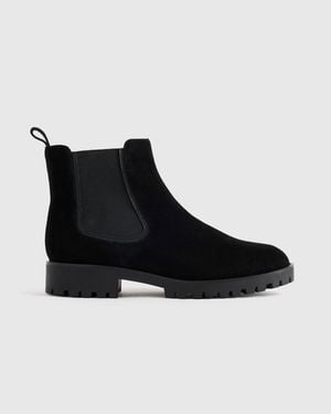 Quince Italian Suede Lug Sole Chelsea Boot, Suede Leather - Black