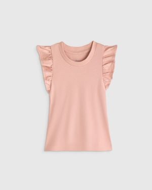 Quince Ruffle Sleeve Top, Organic Cotton - Pink