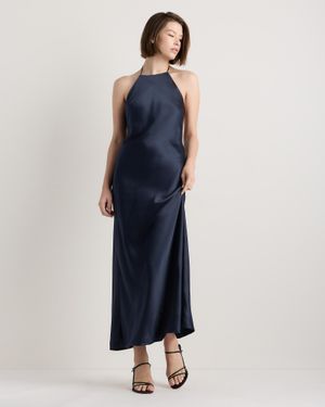 Quince Halter Maxi Dress, Silk - Blue