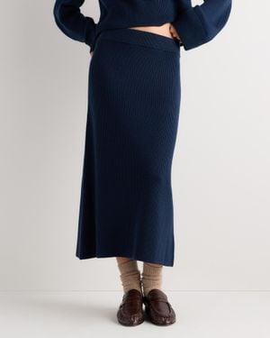 Quince Australian Merino Wool Midi Skirt - Blue