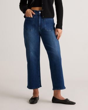 Quince Bella Stretch Patch Pocket Wide Leg Jeans, Organic Cotton - Blue