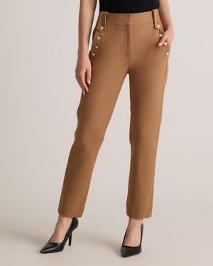 Quince Ultra-Stretch Ponte Straight Leg Mariner Pants, Rayon - Brown