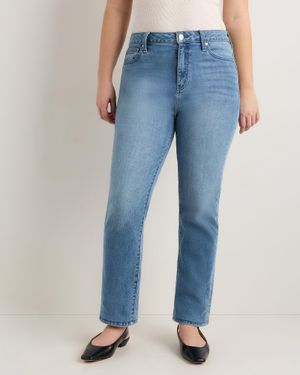 Quince Curvy Bella Stretch Straight Jeans, Organic Cotton - Blue