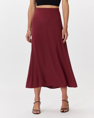 Quince Lightweight Crepe Slip Skirt, Recycled Polyester - Red