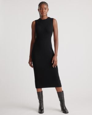 Quince Mongolian Cashmere Sleeveless Midi Sweater Dress - Black
