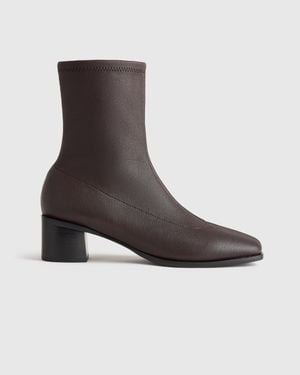 Quince Italian Leather Stretch Sock Bootie - Brown