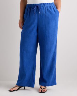 Quince Gauze Straight Leg Pants, Organic Cotton - Blue