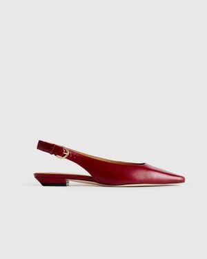 Quince Italian Leather Slingback Flat - Red