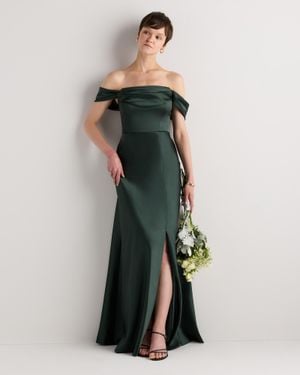 Quince Aurora Stretch Satin Convertible Dress, Recycled Polyester - Green