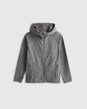 Quince Flowknit Full Zip Hoodie, Recycled Polyester - Gray