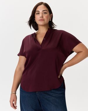Quince Washable Stretch Silk Dolman Sleeve Blouse, Mulberry Silk - Purple