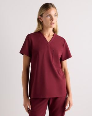 Quince Aeraflex 1-Pocket Scrub Top, Recycled Polyester - Red
