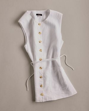 Quince 100% European Linen Longline Vest - Natural