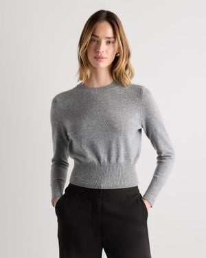 Quince Mongolian Cashmere Shrunken Crewneck Sweater - Gray