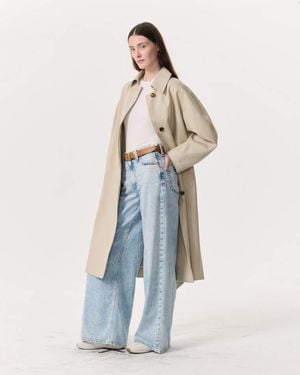 Rag & Bone Henrietta Oversized Italian Cotton Trench Coat - Blue