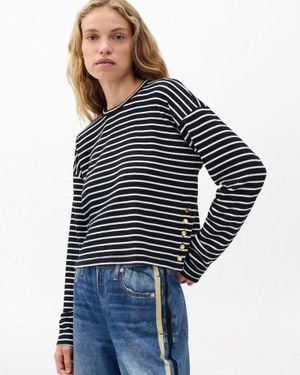 Rag & Bone The Knit Striped Long-Sleeve Tee - Blue