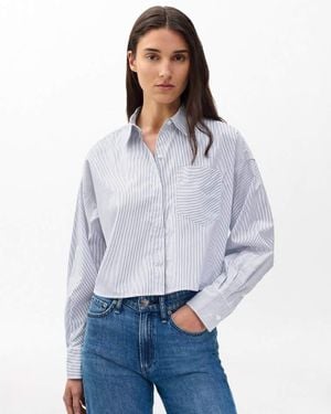 Rag & Bone Marin Cropped Striped Shirt - Blue