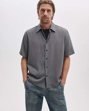 Rag & Bone Dalton Short-Sleeve Jacquard Shirt - Gray